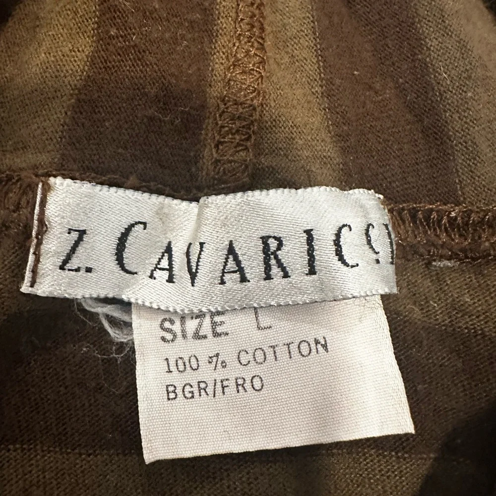 VTG 90s Z. Cavaricci Brown Striped Hooded Pullover Top. Embroidered Logo.